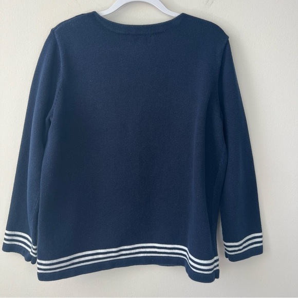 Vintage Lauren Ralph Lauren Embroidered Boat Coastal Nautical Navy Sweater - Picture 3 of 5